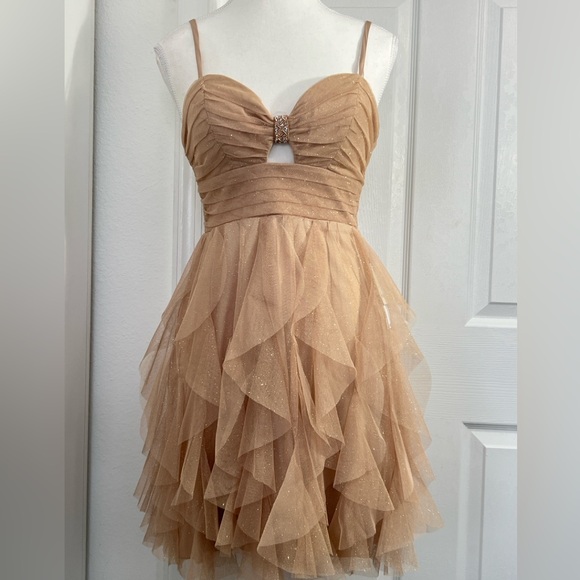 Chic Beige Ruffle Mini Dress - Picture 7 of 13